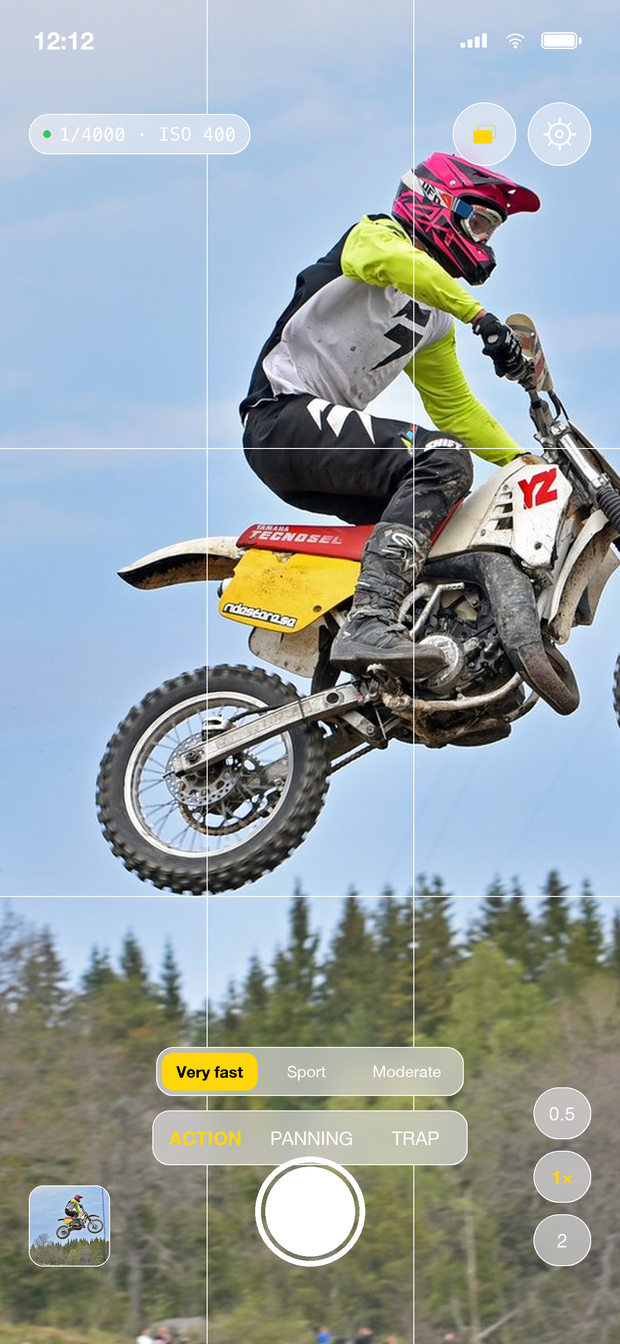 ApexShot Action mode freezing a motorcyclist in motion
