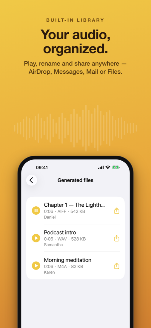 Audio library screen