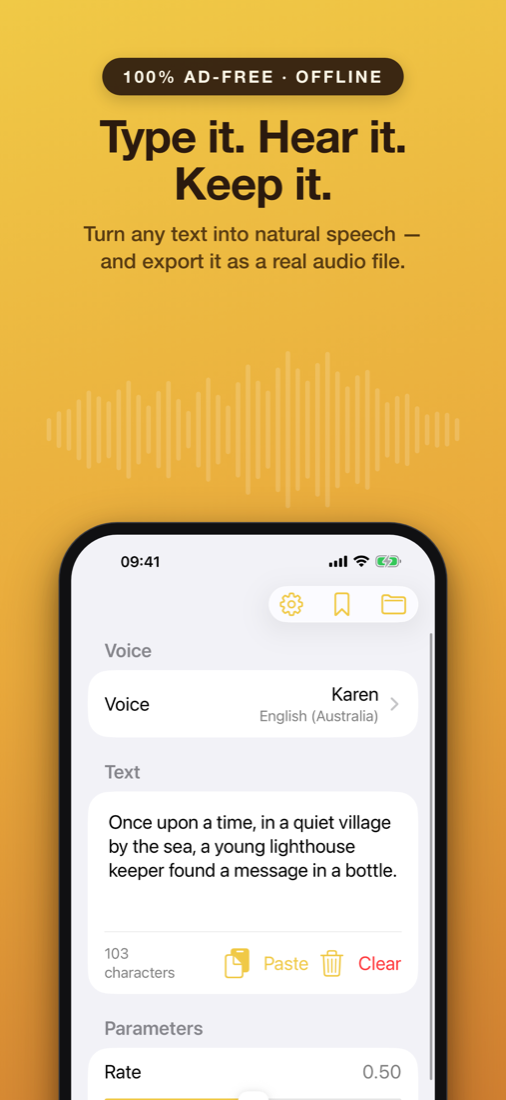Voice Generator TTS app on iPhone