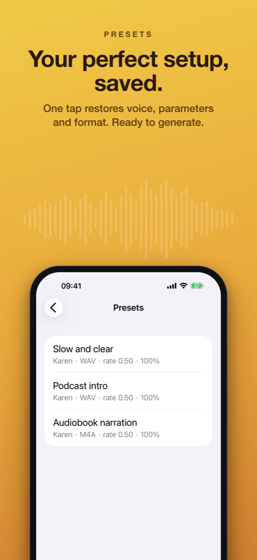 Presets screen