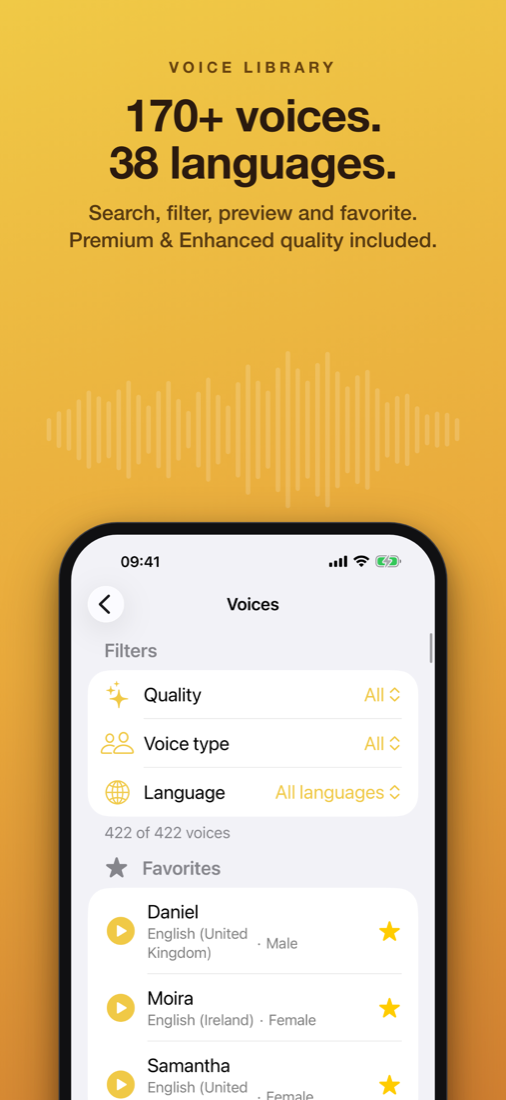 Voice library screen